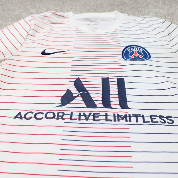 Nike x Paris Saint-Germain Shirt Mens Medium White PSG Pre-Match Training Jersey - Picture 4 of 14